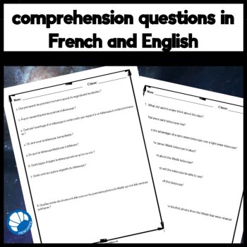 French reading comprehension activity and questions Webb telescope, image 3