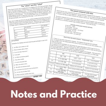 Passé Composé with Être Lesson, Notes, Reading, and Activities, image 3