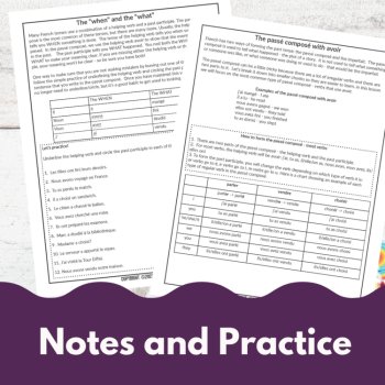 Passé Composé with Avoir Lesson, Worksheets, Reading & PowerPoint, image 3