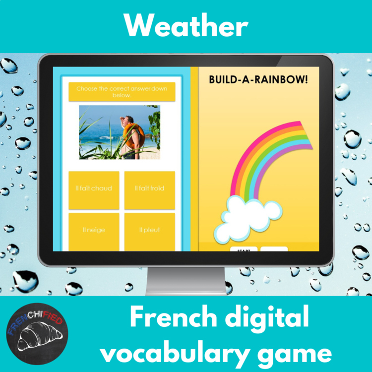 French weather activities vocabulary game digital practice game