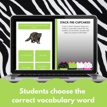 French vocabulary game - zoo animal vocabulary digital practice activity, image 2