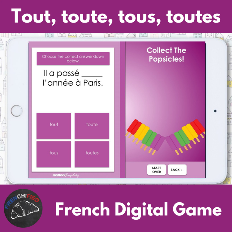 French Digital game French adjective activity tout, toute, tous, toutes