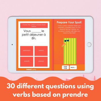 French Verb Conjugation Game Present Tense Prendre Verbs Digital Review, image 3
