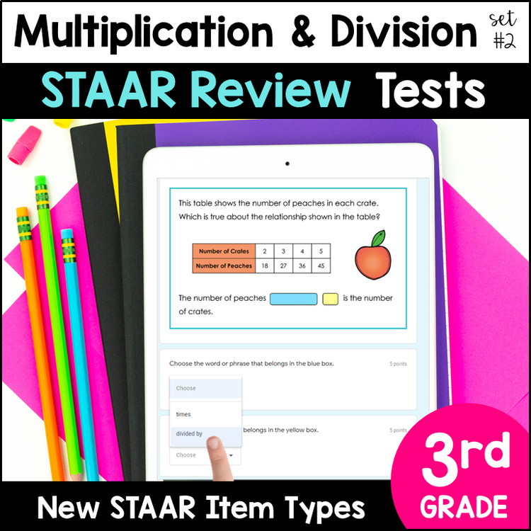 3rd Grade Multiplication Division TEKS Tests Set 2 -Digital Google Forms & Print
