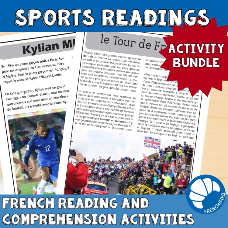 Intermediate French Nonfiction Sports Readings Bundle | AP French Practice