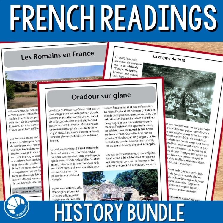 Intermediate French History Readings Bundle | AP French Reading Comprehension