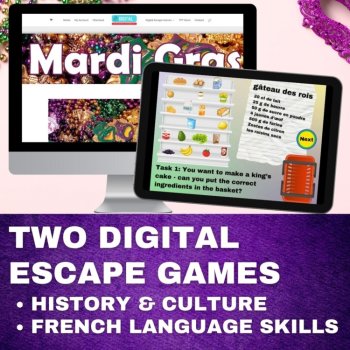 French Mardi Gras Fat Tuesday activities bundle reading comprehension & games, image 2