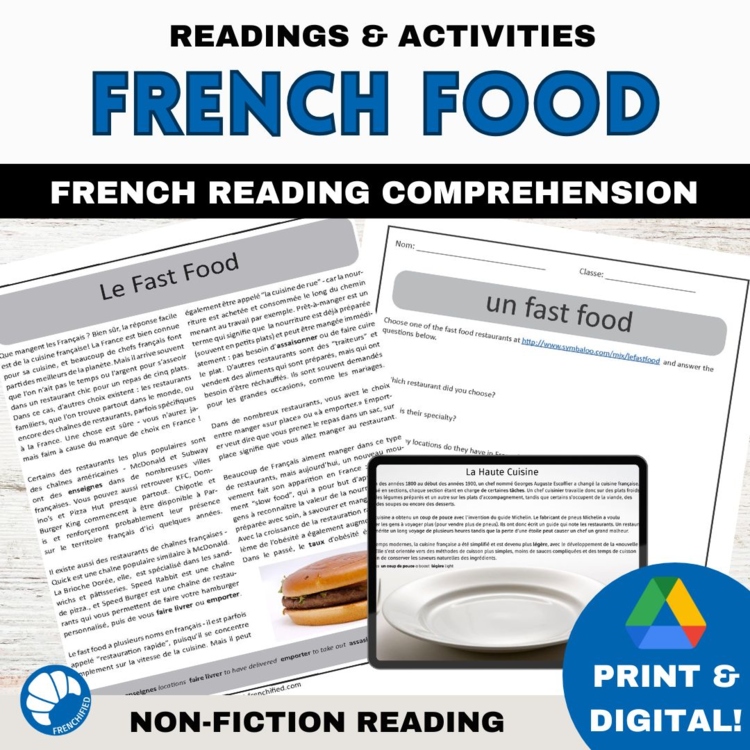 French Food Culture & French Cuisine Unit | Print and Digital Activities