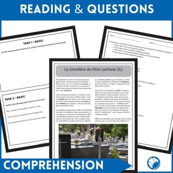 French reading comprehension activity Pere Lachaise Cemetery Paris Monument, image 2