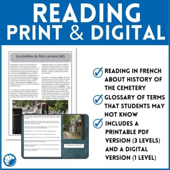 French reading comprehension activity Pere Lachaise Cemetery Paris Monument, image 3