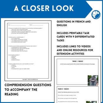French reading comprehension activity Pere Lachaise Cemetery Paris Monument, image 4