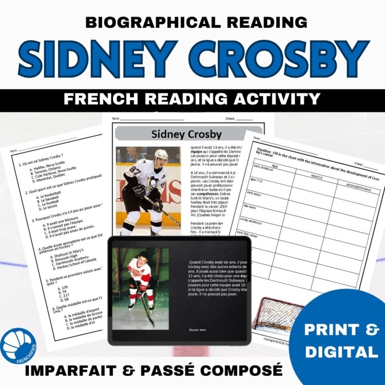 Sidney Crosby French reading comprehension activity imparfait passé composé