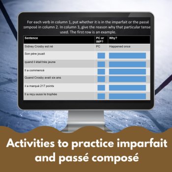 Sidney Crosby French reading comprehension activity imparfait passé composé, image 3