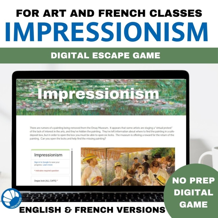 Impressionism Digital Escape Room | High School Art / French Games