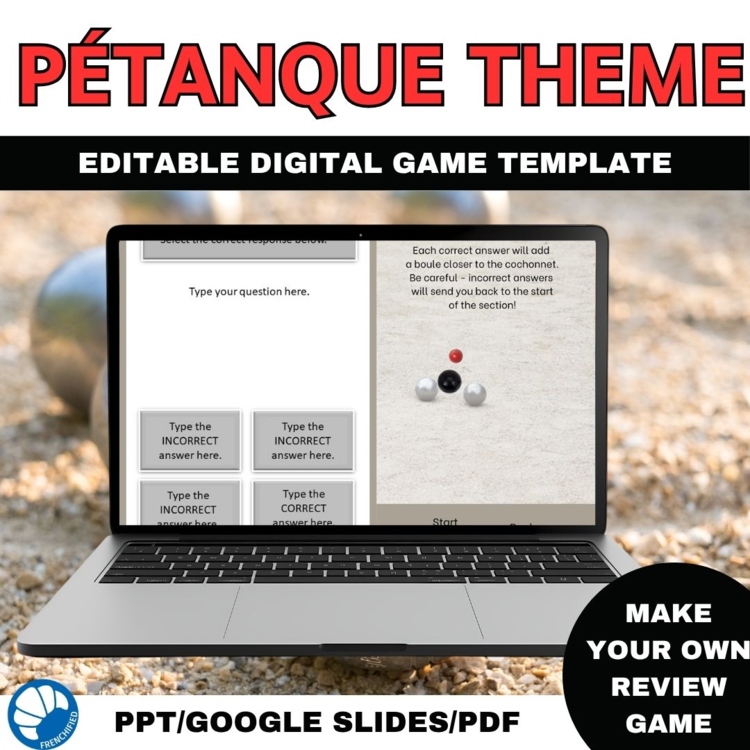 French Digital Review Game Template | Customizable Pétanque/Boules Theme