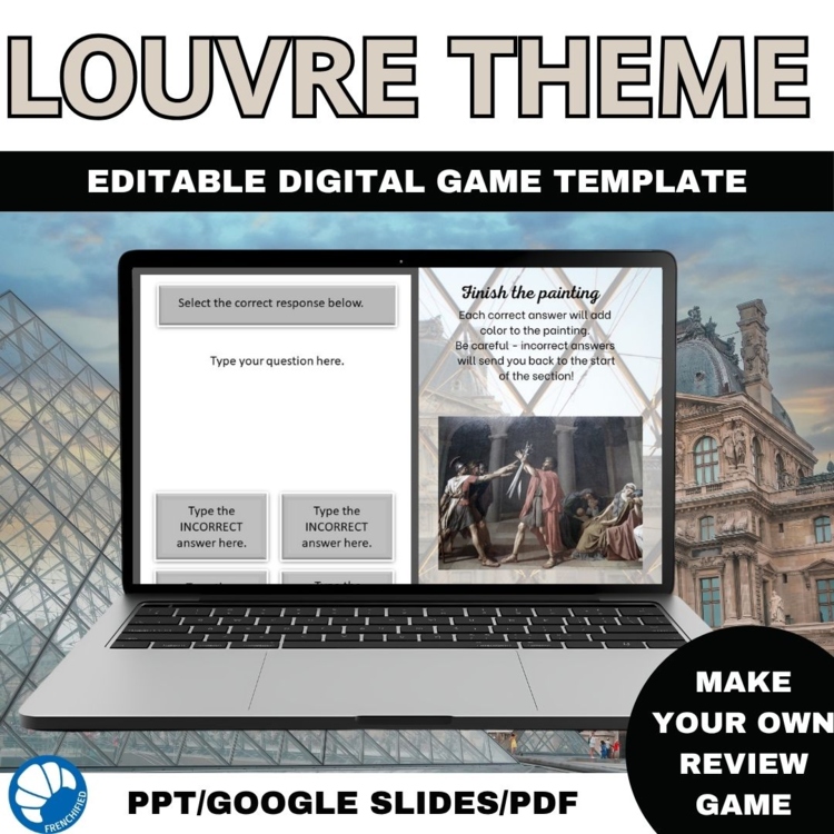 French Digital Review Game Template | Customizable Louvre Theme