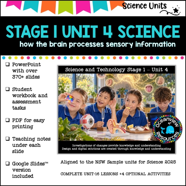 STAGE 1 UNIT 4 NSW aligned SCIENCE-how the brain processes sensory information