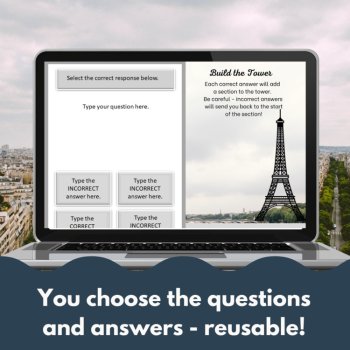 French Digital Review Game Template | Customizable Eiffel Tower Theme, image 2