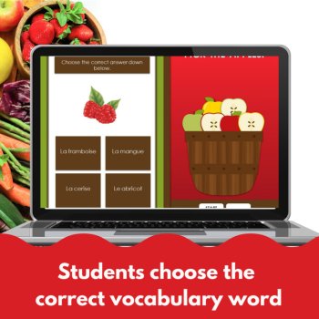 French fruits & vegetables vocabulary digital game no prep practice activity, image 2