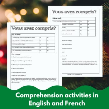 Beginning French Christmas Comprehensible Input Lesson Noël reading & activities, image 3
