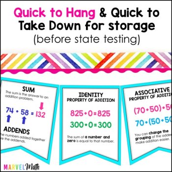 3rd Grade Addition Subtraction Word Wall Vocabulary Bunting - Print and Digital, image 2