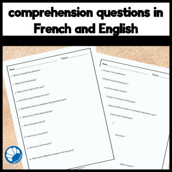 Pétanque Reading Comprehension in French with English & French Questions, image 3