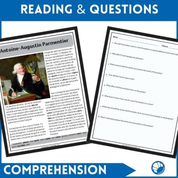 French reading Comprehension Activity & Questions Parmentier Potato Day, image 2