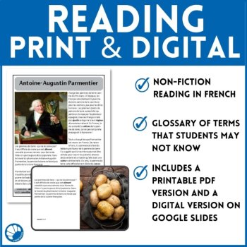 French reading Comprehension Activity & Questions Parmentier Potato Day, image 3