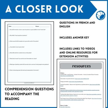 French reading Comprehension Activity & Questions Parmentier Potato Day, image 4