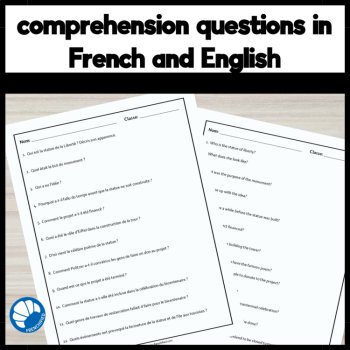 Statue of Liberty in French Reading Comprehension Activity & Questions, image 3