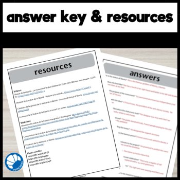 Statue of Liberty in French Reading Comprehension Activity & Questions, image 4