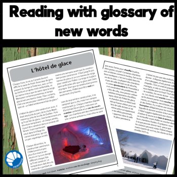 Intermediate French reading comprehension activity Canadian Ice Hotel, image 2