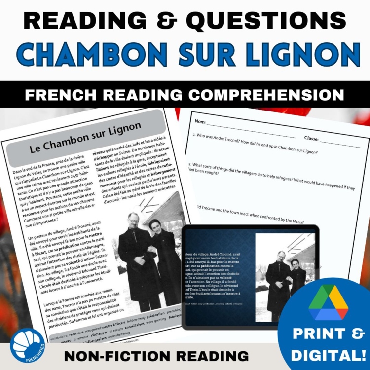 French reading comprehension Chambon-sur-Lignon WW2 resistance antifascism