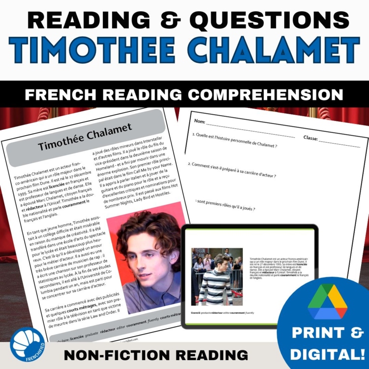 Intermediate French Reading Comprehension | Timothée Chalamet Biography