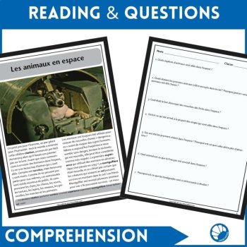 STEM in French science reading comprehension activity questions Animals in Space, image 2