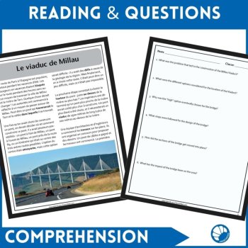 STEM in French reading comprehension activity and questions Millau Viaduct, image 2