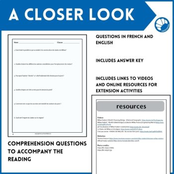 STEM in French reading comprehension activity and questions Millau Viaduct, image 4