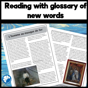French Reading comprehension activity The Man in the Iron Mask, image 2