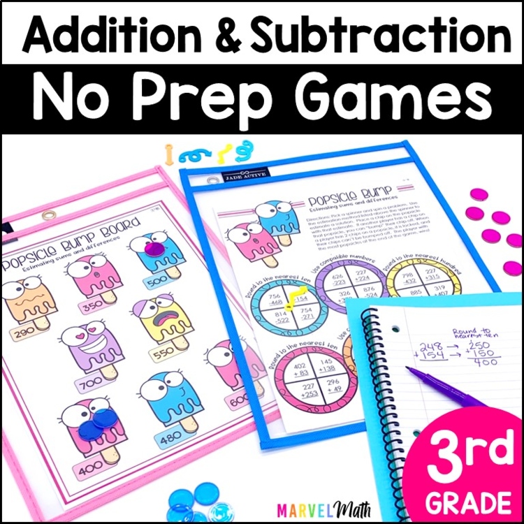 3rd Grade Addition Subtraction No Prep Games