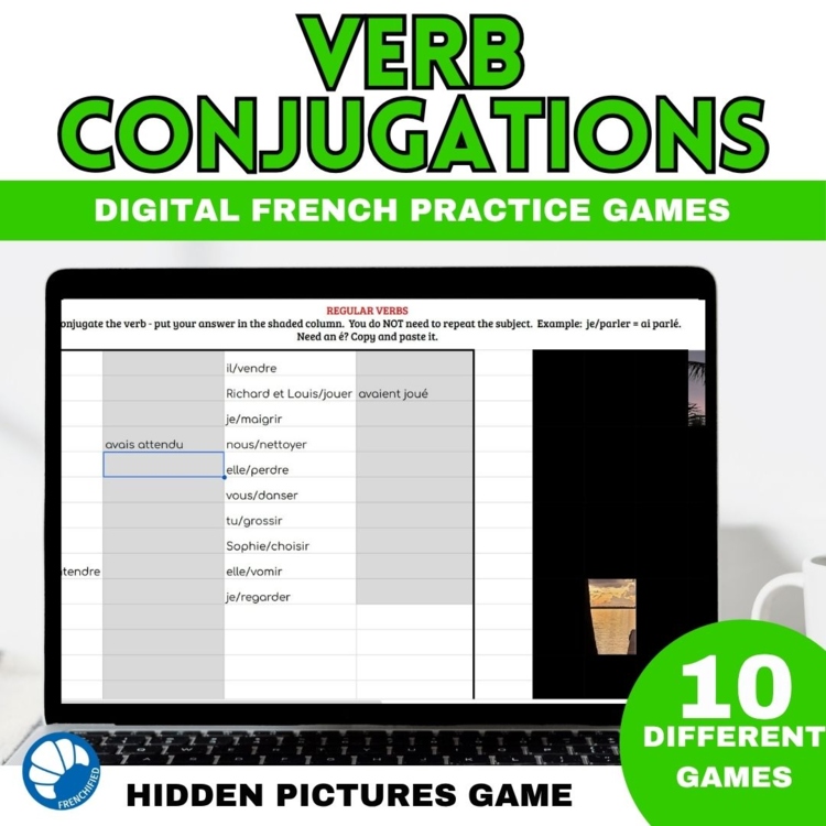 French Verb Conjugation Activities Bundle | Hidden Pictures
