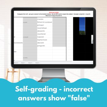 French Passé Composé Conjugation Game - Self-Grading Hidden Pictures, image 3