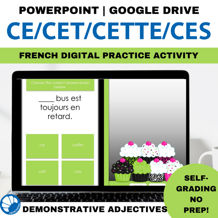 French digital game demonstrative adjective activity ce/cet/cette/ces