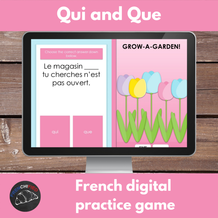 French grammar game to practice relative pronouns - Qui and Que