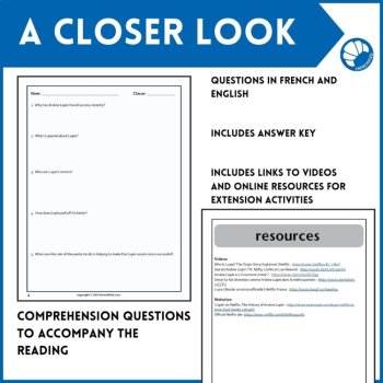 Arsène Lupin Intermediate French reading comprehension de Lecture activity, image 4