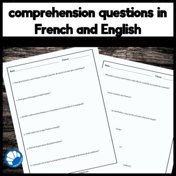 STEM in French reading comprehension activity & questions Louis Pasteur, image 3