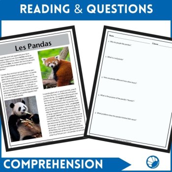 Intermediate French reading Comprehension and questions Panda Bears, image 2