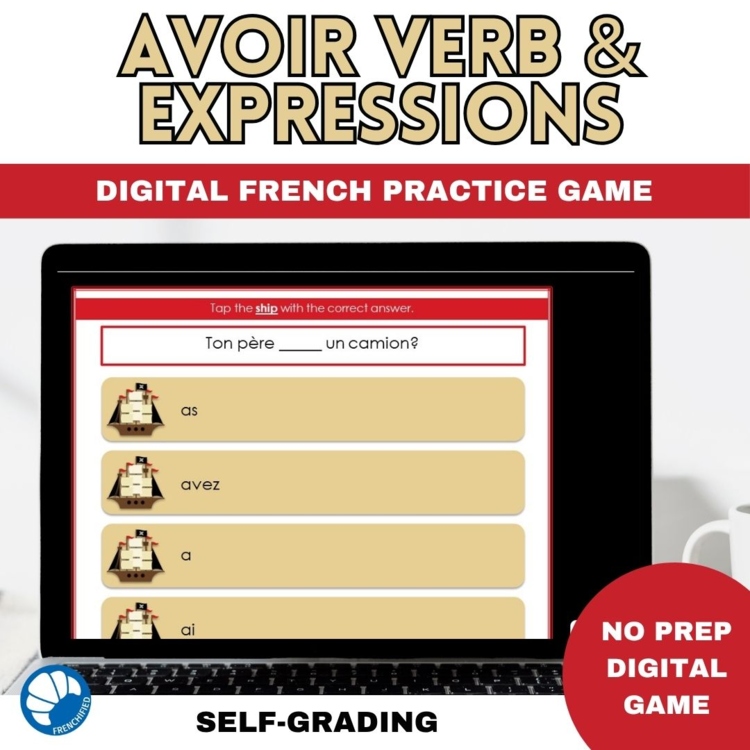 Verb avoir conjugation and avoir expressions French digital worksheet game
