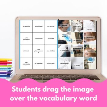 French Professions and Jobs | Les Métiers Digital Vocabulary Matching Game, image 3