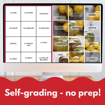 French vegetables vocabulary digital secret picture tiles practice game, image 2