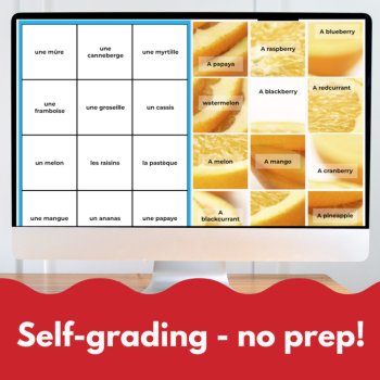 French les fruits vocabulary digital matching game scrambled pictures no-prep, image 2